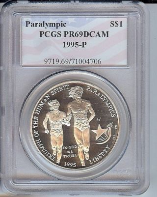 1995 P Blind Runner (paralympics) Silver Dollar Bu Proof Pcgs 69 Dcam photo