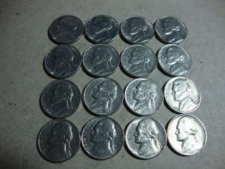 16 Different Jefferson Nickels 1980 - 1987 - D photo