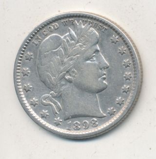 1898 Barber Silver Quarter Marvelous Lightly Circulated Quarter photo