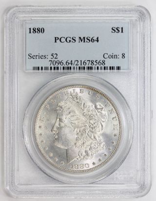 1880 Morgan Silver Dollar Ms 64 Pcgs (8568) photo
