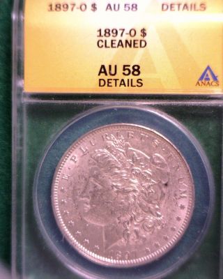 Anacs 1897 - O Au - 55 Morgan Silver Dollar Quality Detail photo