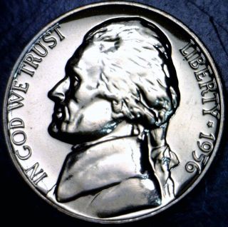 1956 Gem Proof Jefferson Nickel Flashy Full Luster Coin W/ Prf Mirrors photo