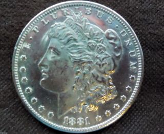 1881 - S Morgan Silver Dollar In A photo
