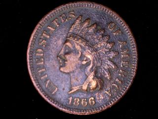 1866 Indian Cent,  Copper,  Ungraded,  Busin.  Strike photo