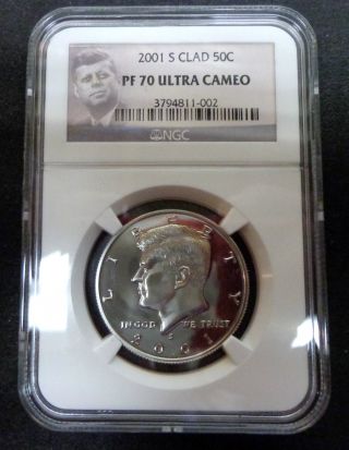 2001 - S Ngc Pf70ucam Clad Kennedy Half Pop Only 575 Check T Out photo