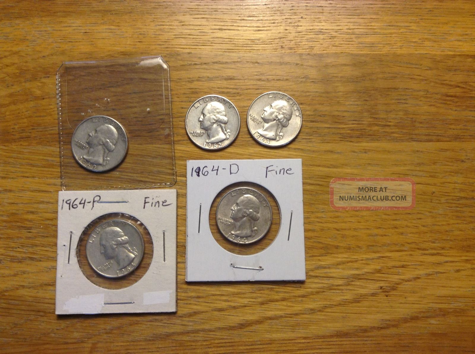 1960 D, 62 P, 63 D, 64 P, 64 D Wa Quarters