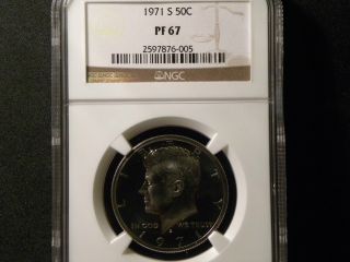 1971 S Proof Kennedy Half Dollar,  Ngc Pf67,  Lightly Frosted photo