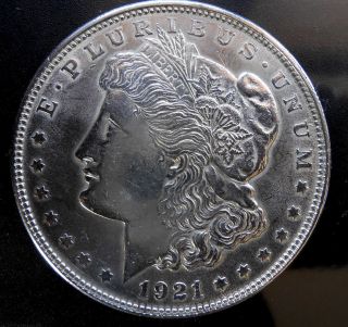 1921 - Morgan Silver One Dollar Coin.  Highly Collectible,  90% Silver 3 photo