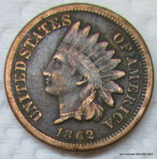 Very Fine+ 1862 Indian Head Penny photo
