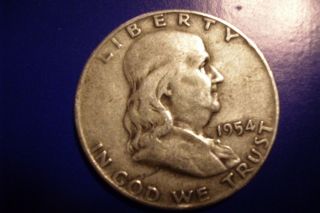 1954 Silver Franklin Half Dollar In Extra Fine photo
