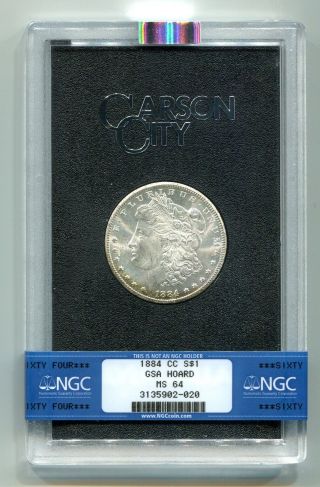 1884 - Cc Gsa Carson City Morgan Silver Dollar Ngc Ms64 Crescent Obverse Color photo