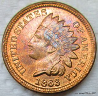 Gem Uncirculated 1863 Indian Head Penny photo