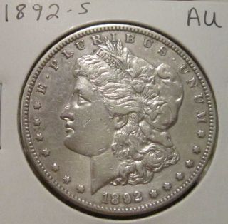 1892 - S Morgan Silver Dollar Au Rare Key Date Us Silver Coin photo
