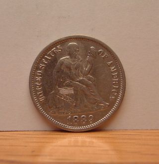 1889 Seated Liberty Dime - - Type Coin - - Possible Old Cleaning photo