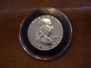 1955 Franklin Half Dollar,  Flawless Mirror Finish,  90% Silver,  Bugs Bunny ??? photo