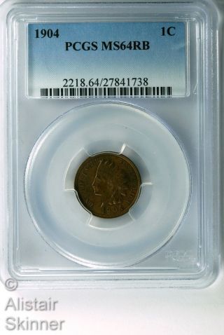 1904 Indian Head Cent Pcgs Ms64 Rb photo
