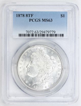 1878 8tf Morgan Silver Dollar Ms 63 Pcgs (9779) photo