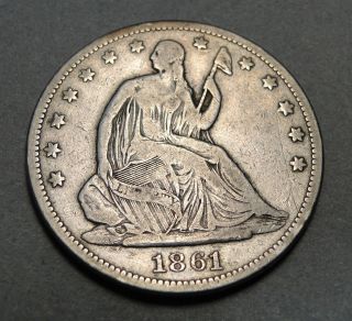 1861 Seated Liberty Half Dollar.  Coin (2057) photo