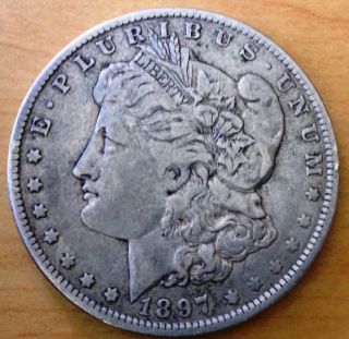 1897 - O Morgan Silver Dollar A U Rare Date Orleans A U 90% Silver photo