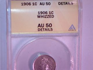 1906 Anags Authenticated Au50 Details,  Indian Head Cent photo