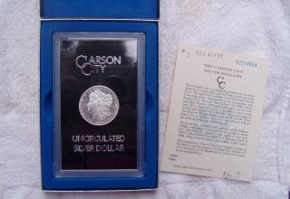 Carson City Uncirculated Silver Dollar - 1884 W/coa photo