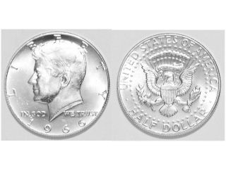 1966 - P 50c 40% Silver Kennedy Half Dollar Us Coin photo