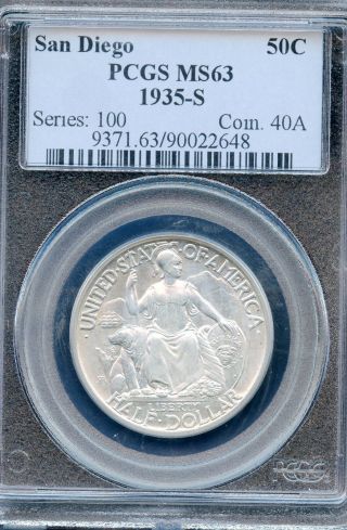 1935 S San Diego Commemorative $0.  50 Silver Half Coin Pcgs Ms 63 Pq Better Date photo