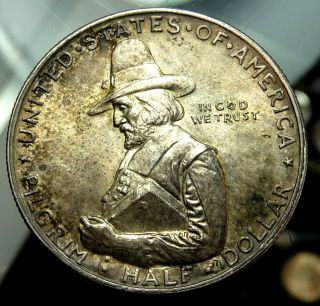 1920 Pilgrim Silver Dollar Commemorative - Sharp Uncirculated photo