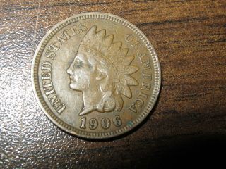 1906 Full Liberty Partial Diamond & Necklace Indian Head Penny - Circulated Cond photo
