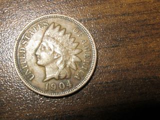 1904 Full Liberty Partial Diamond & Necklace Indian Head Penny - Circulated Cond photo