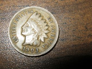 1903 Full Liberty Partial Diamond & Necklace Indian Head Penny - Circulated Cond photo