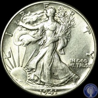 1941 P Uncirculated Silver Walking Liberty Half Dollar 881 photo