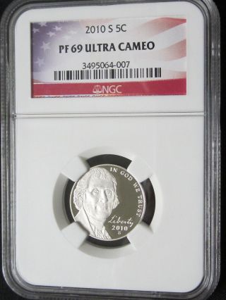 2010 S Proof Jefferson Nickel - Ngc Pf 69 Ultra Cameo (007) photo