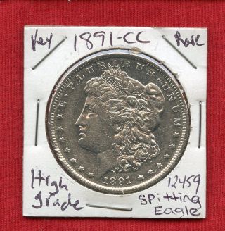 1891 Cc Spitting Eagle Morgan Silver Dollar 12459 Hi - Grade Rare Key Date Estate photo