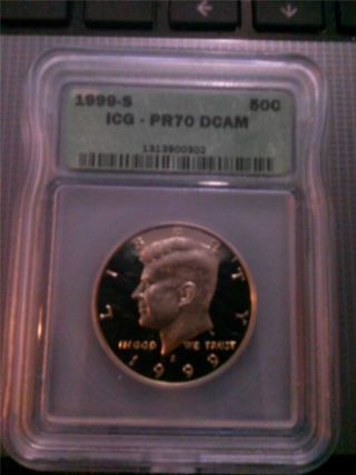 1999 - S Kennedy Half Dollar 50c,  Icg Graded Pr70 Perfect Coin photo