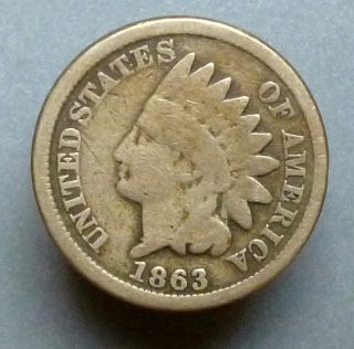 1863 Indian Head Cent Pleasing G photo