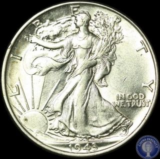 1943 P Uncirculated Silver Walking Liberty Half Dollar 813 photo