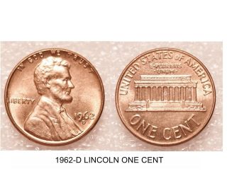 1962 - D 1c Lincoln Cent Us Coin photo