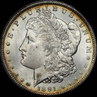 1891 - Cc $1 Morgan Dollar Pcgs Ms64+ photo