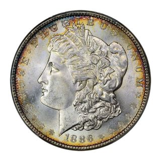 1886 $1 Morgan Dollar Pcgs Ms65+ photo
