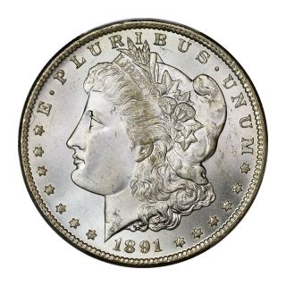 1891 - Cc $1 Morgan Dollar Pcgs Ms65+ photo