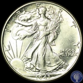 1943 P Gem Bu Silver Walking Liberty Half Dollar 828 photo