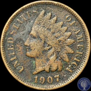 1907 Vf/xf Indian Head Cent Penny 526 photo