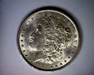 Rotated Die 1881 Uncirculated Blast White Morgan Silver Dollar U.  S.  Coin photo