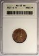 1925 - S Lincoln Wheat Cent 1c - Anacs Ms65 Rb - Rare Gem Uncirculated Coin Small Cents photo 1
