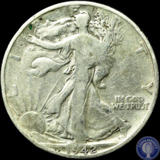 1942 D Xf Silver Walking Liberty Half Dollar 652 photo
