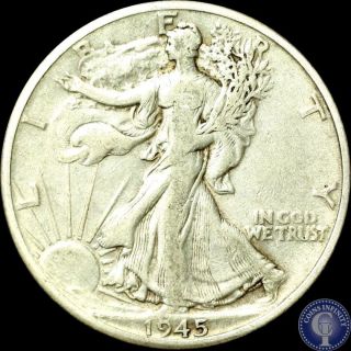 1945 D Xf+ Silver Walking Liberty Half Dollar 612 photo