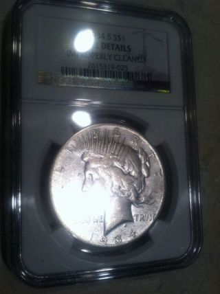 1934 - S Key Date Peace Silver Dollar,  Ngc Fine Details Cleaned photo