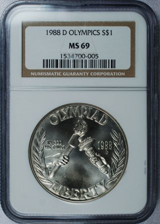1988 - D Olympic Commemorative Silver Dollar - Ngc Ms69 photo