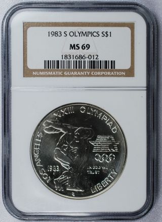 1983 - S Olympics Commemorative Silver Dollar - Ngc Ms69 photo